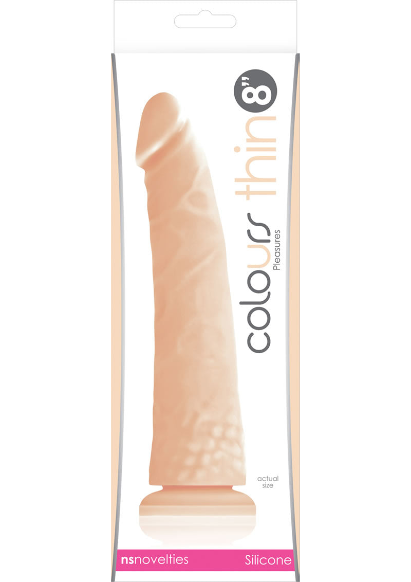 Colours Thin Pleasures Silicone Dildo - Vanilla/White - 8in