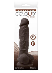 Colours Pleasures Silicone Vibrating Dildo with Balls - Chocolate - 5in