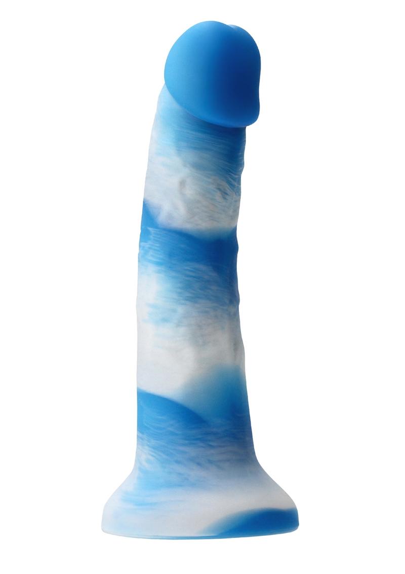 Colours Pleasures Yum Yum Silicone Dildo - Blue/White - 6in