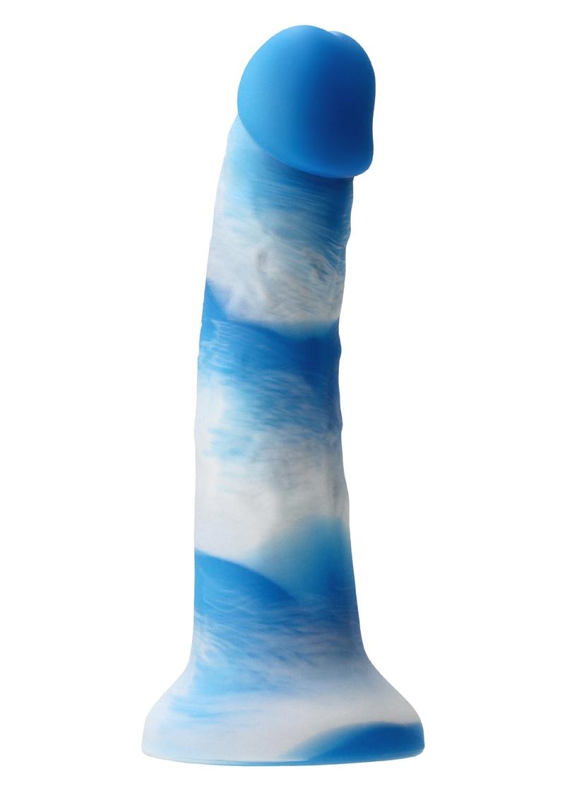 Colours Pleasures Yum Yum Silicone Dildo - Blue/White - 7in