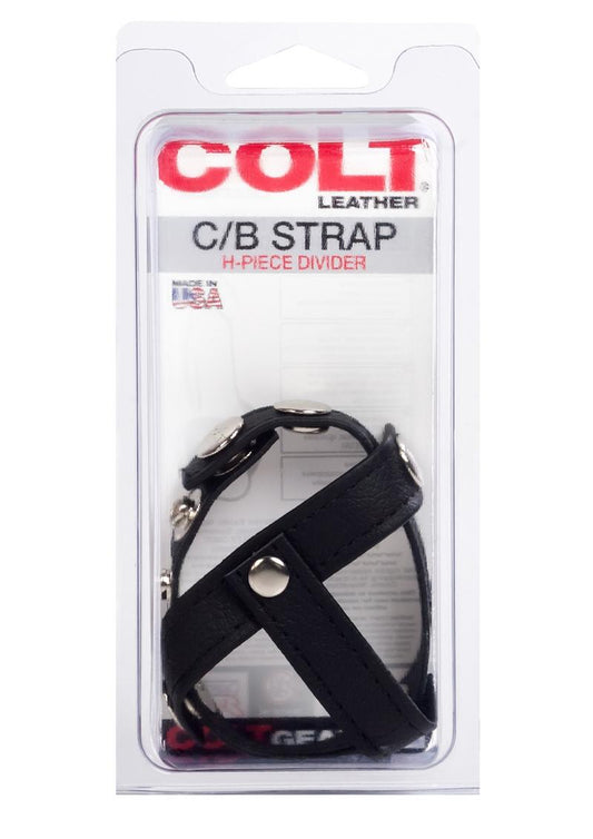 Colt Leather C/B Strap H-Piece Divider Cock Ring - Black