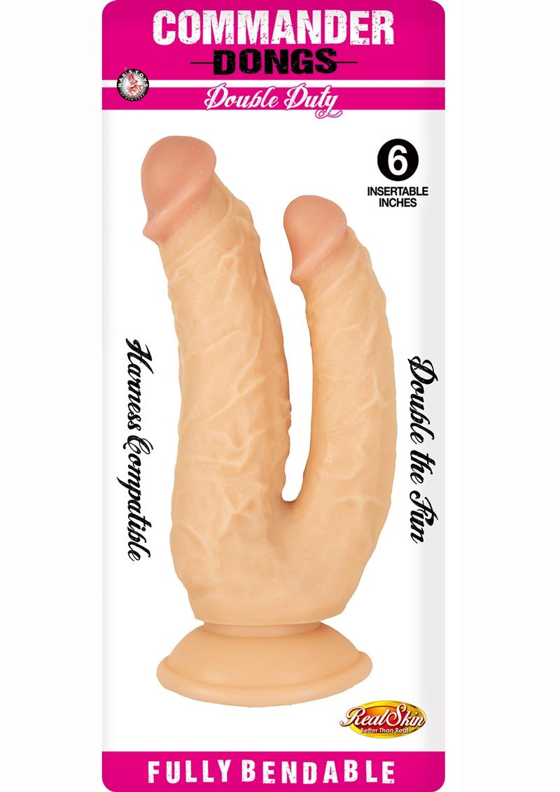 Commander Dongs Double Duty Bendable Dildo - Flesh/Vanilla - 6in