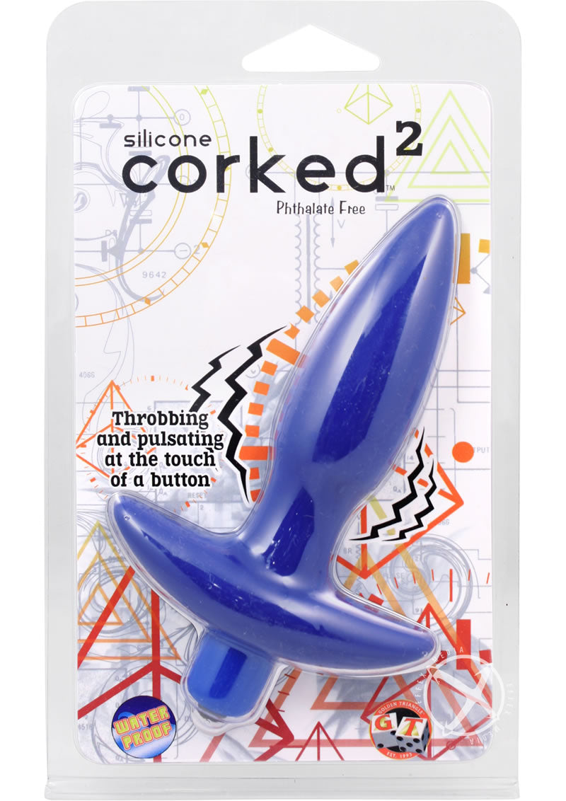 Corked 2 Silicone Anal Plug - Blue - Small