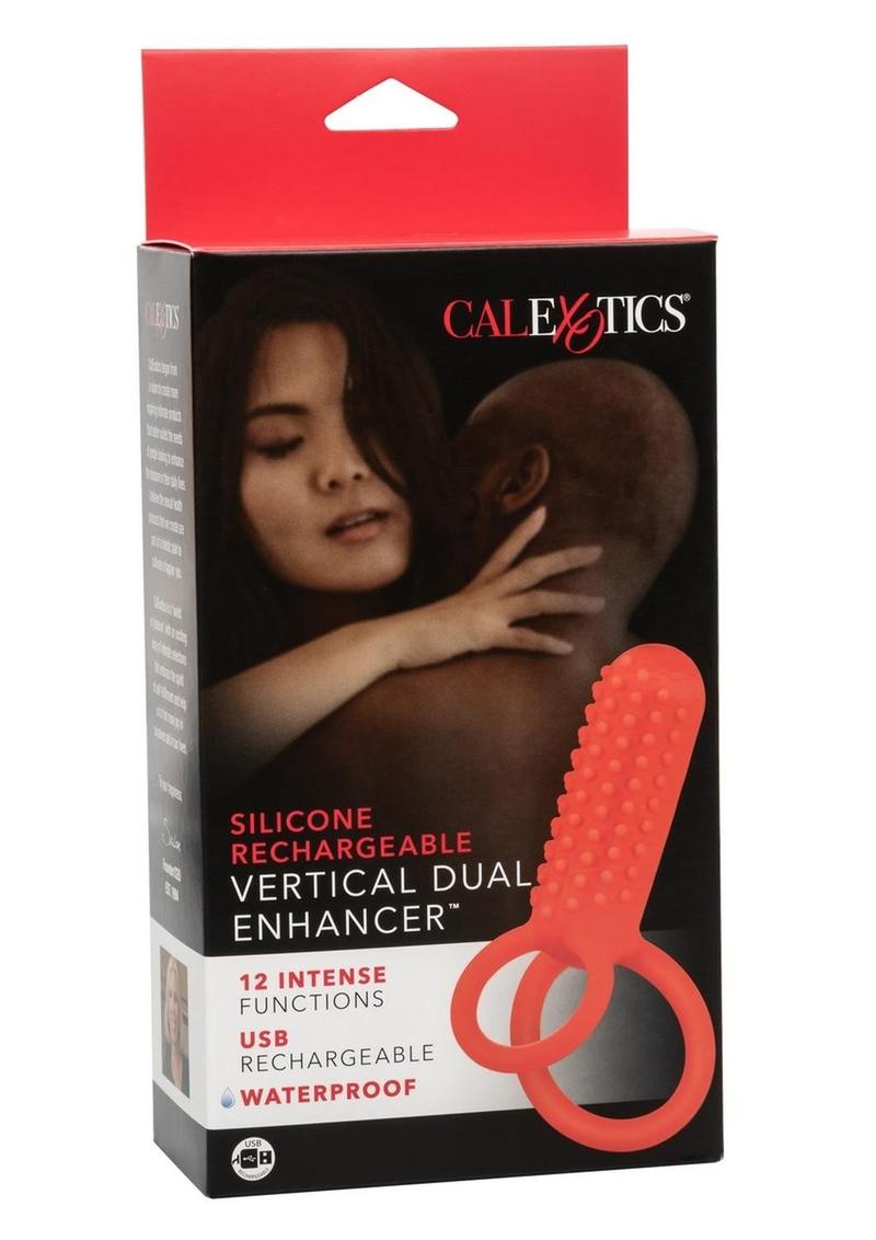 Couple's Enhancers Silicone Rechargeable Vertical Dual Enhancer - Red