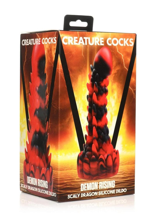 Creature Cocks Demon Rising Scaly Dragon Silicone Dildo - Black/Red