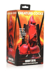 Creature Cocks Horny Devil Demon Silicone Dildo - Black/Red