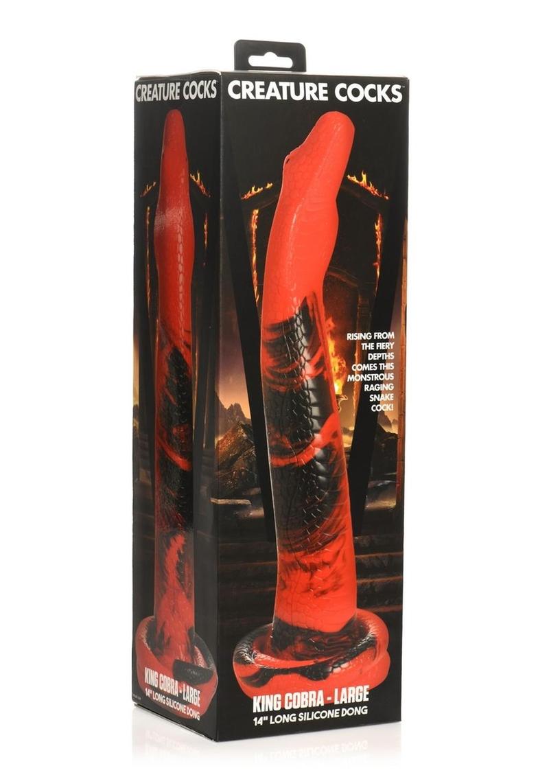 Creature Cocks King Cobra Long Silicone Dildo - Black/Red - Large - 14in