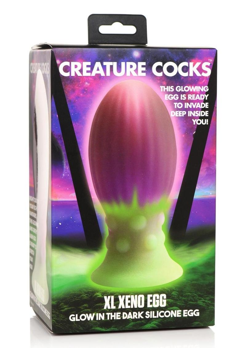 Creature Cocks Xeno Egg Glow In The Dark Silicone Egg - Glow In The Dark/Green/Pink - XLarge