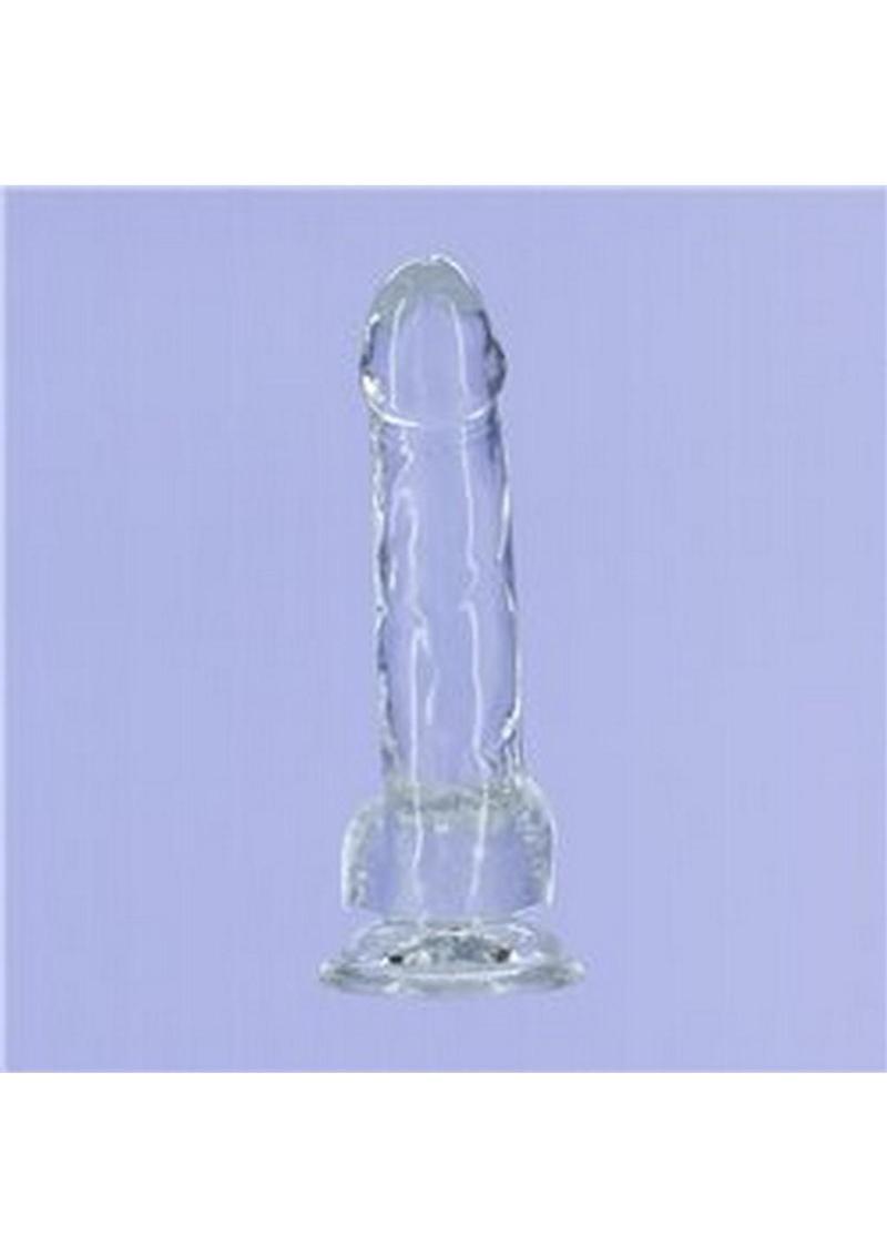 Crystal Addiction Dildo with Balls - Clear - 7in