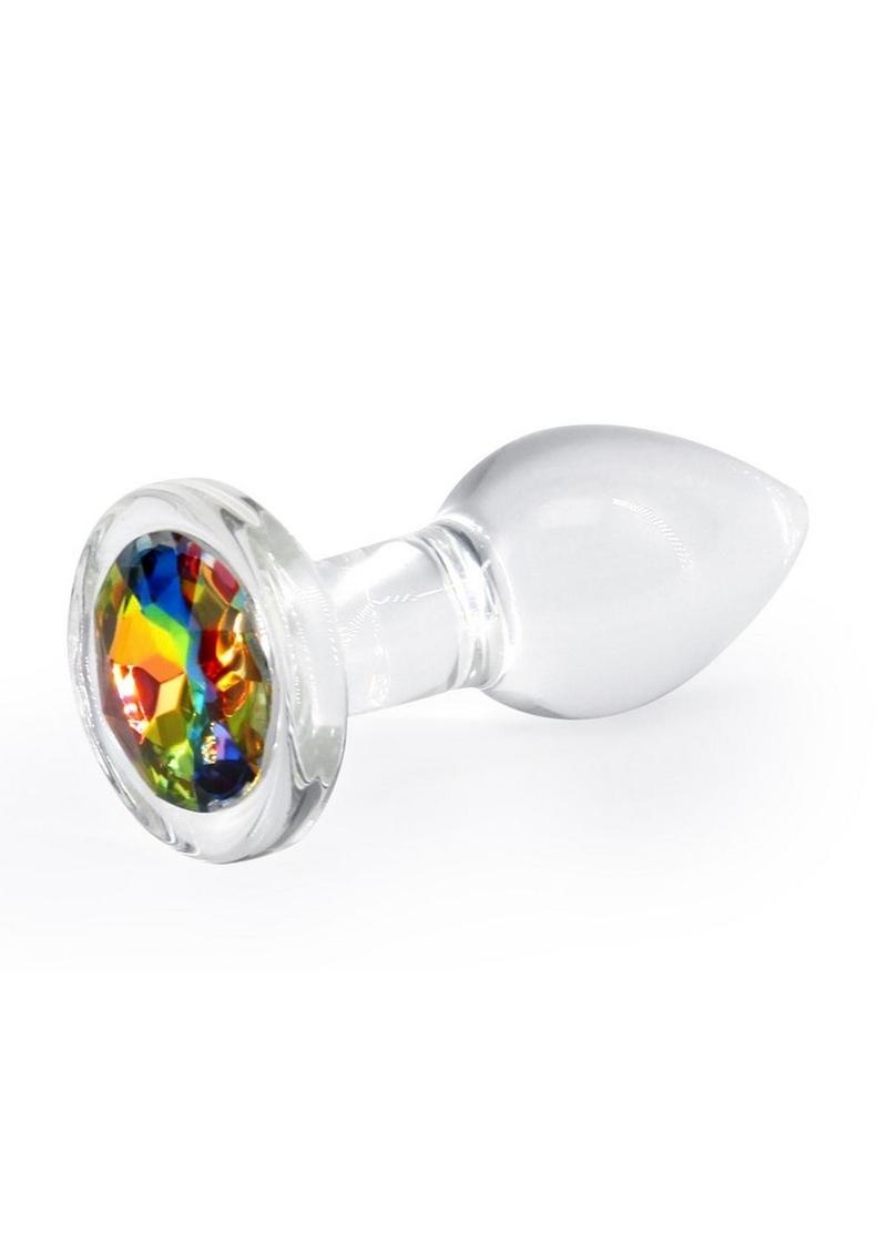 Crystal Desires Rainbow Gem Glass Anal Plugs - Multicolor - Small