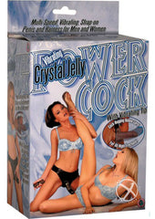 Crystal Jelly Power Cock Vibrating Strap-On Harness with Hollow Dildo - Black/Smoke