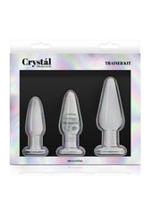 Crystal Premium Glass Trainer Kit Butt Plug - Clear - Set