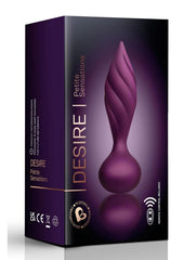 Desire Rechargeable Silicone Anal Plug with Remote Control - Purple/Rose Gold
