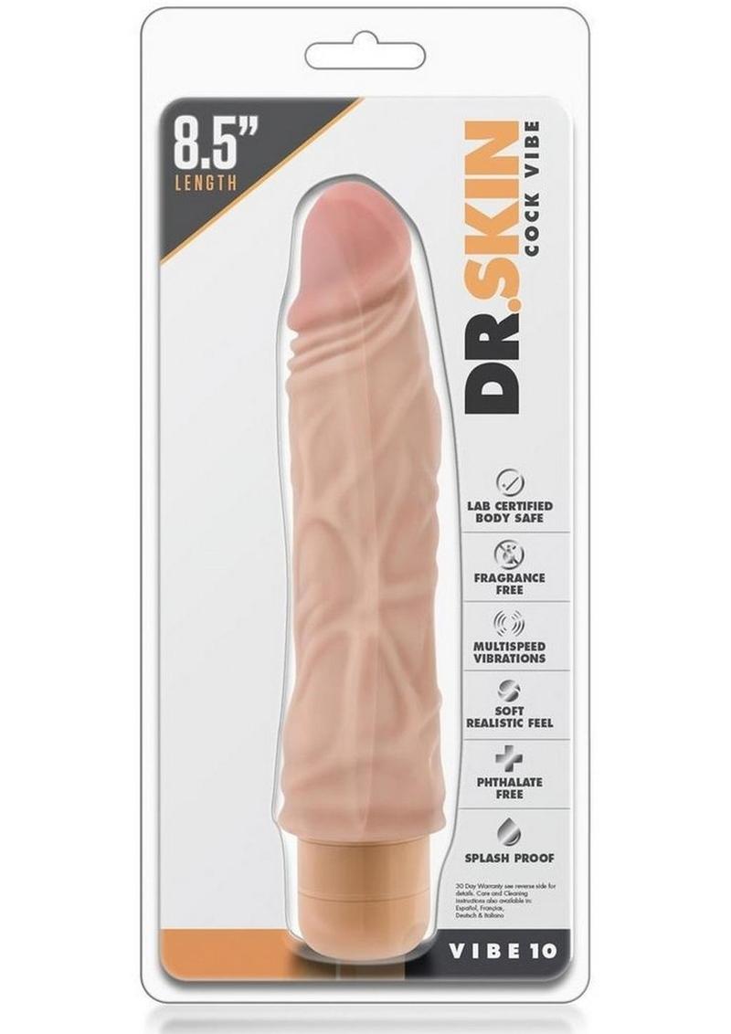 Dr. Skin Cock Vibe 10 Vibrating Dildo - Vanilla - 8.5in