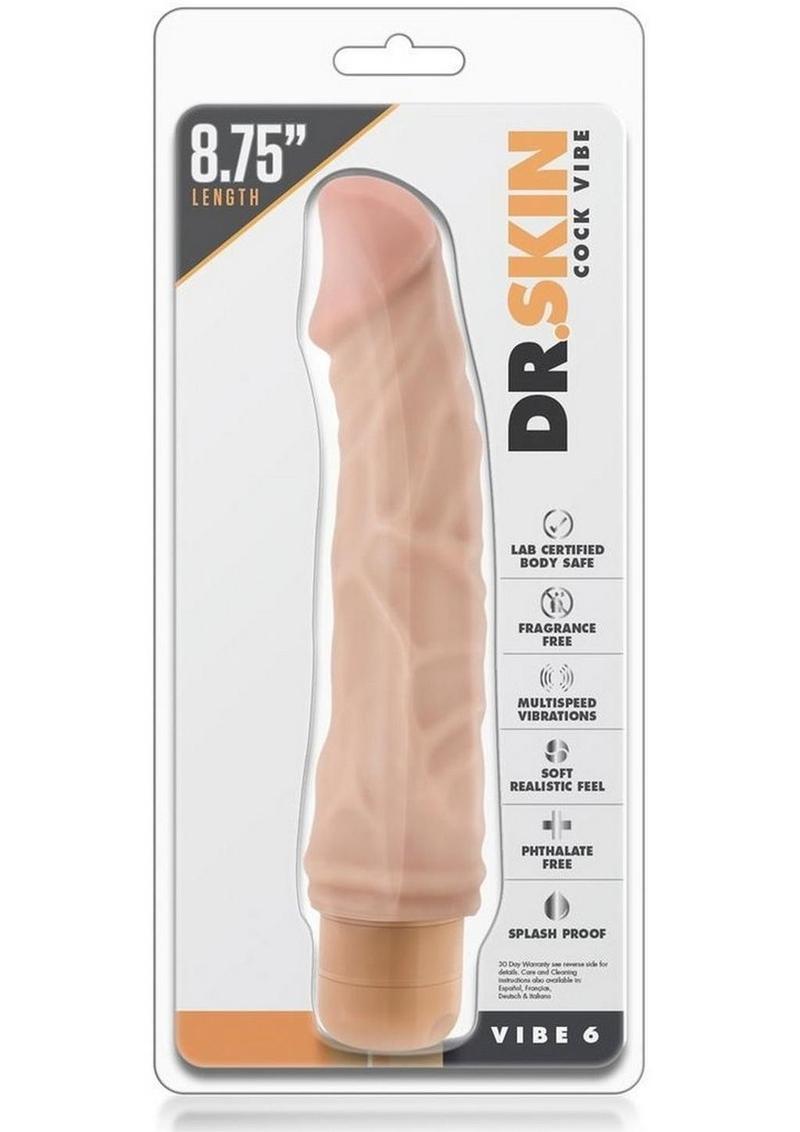 Dr. Skin Cock Vibe 6 Vibrating Dildo - Vanilla - 8.75in