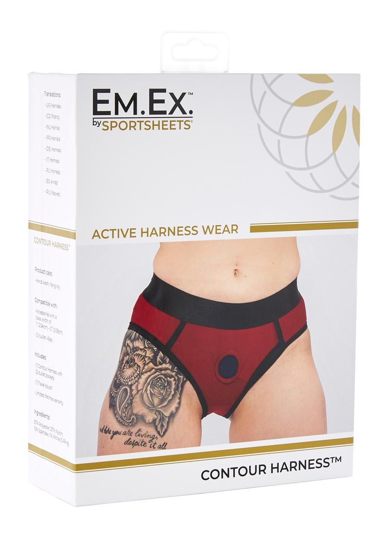 Em.Ex.. Active Harness Wear Contour Harness Briefs - Red - Small