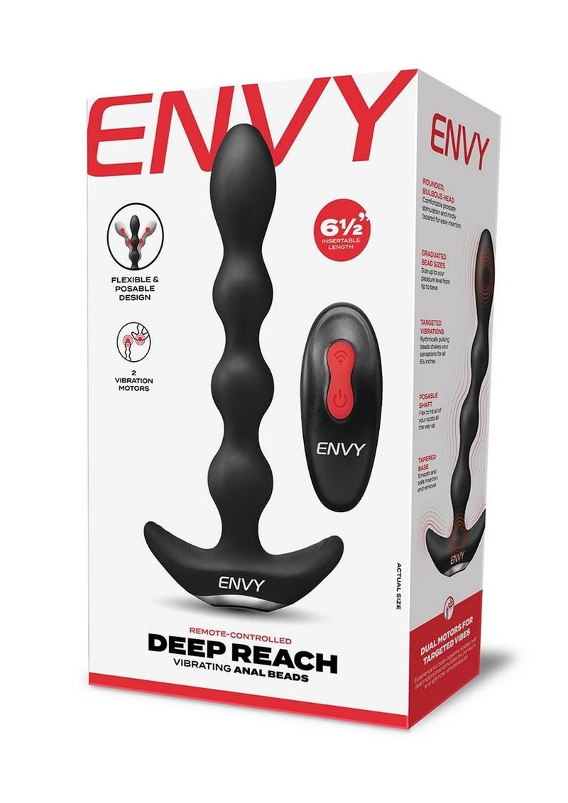 Envy Toys Deep Reach Remote Controlled Rechargeable Silicone Vibrating Anal Beads - Black