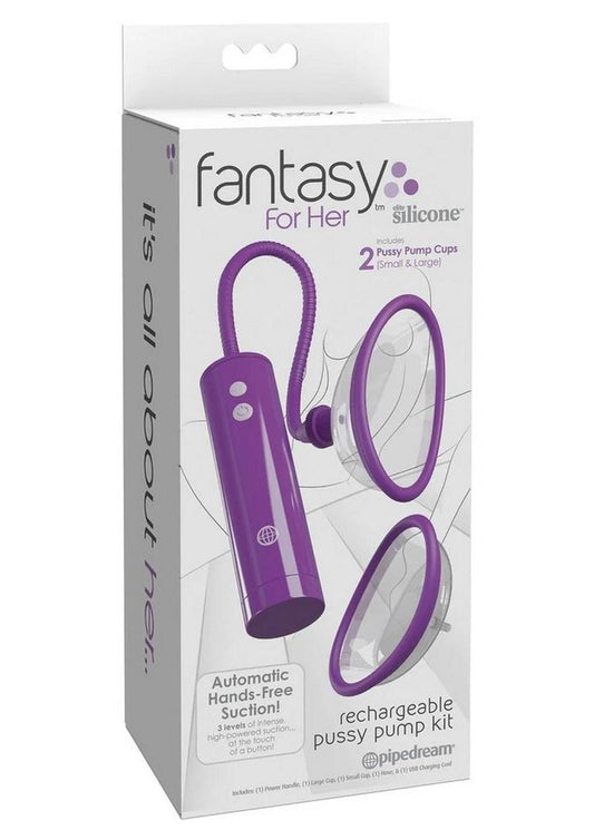 Fantasy For Her Rechargeable Pleasure Pump Kit with Remote Control - Clear/Purple