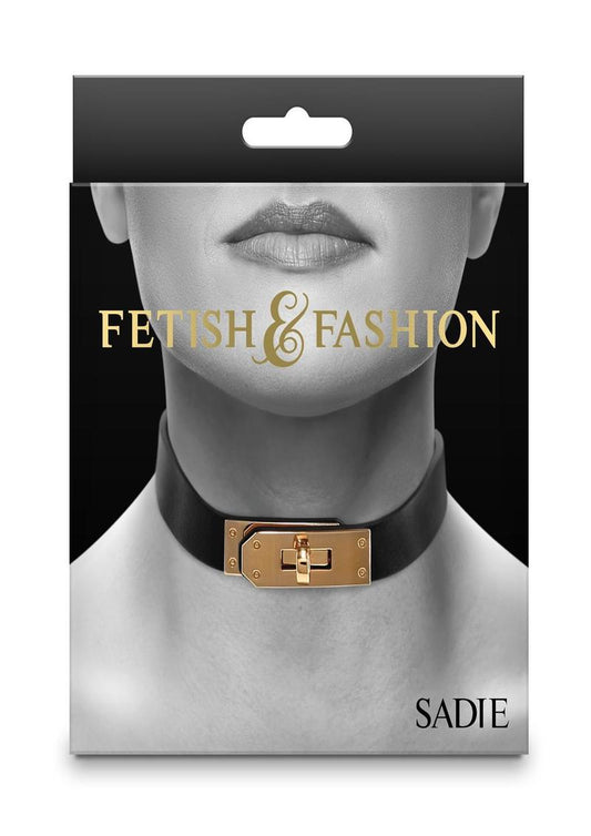 Fetish and Fashion Sadie Collar - Black/Gold