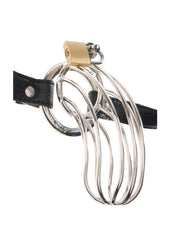 Fetish Fantasy Extreme The Prisoner Steel Cock Cage Chastity Belt with Lock - Metal/Silver