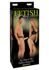 Fetish Fantasy Series For Him Or Her Hollow Strap-On Dildo and Adjustable Harness - Glow In The Dark - 6in