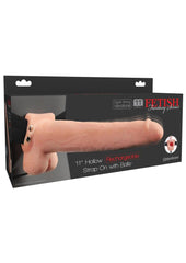 Fetish Fantasy Series Hollow Rechargeable Strap-On Dildo with Balls and Harness - Vanilla - 11in