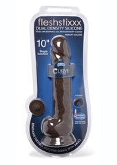 Fleshstixxx Dual Density Silicone Bendable Dong with Balls - Chocolate - 10in