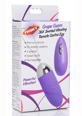 Frisky Grape Gasm Vibrating Rechargeable Silicone Egg with Remote Control - Purple