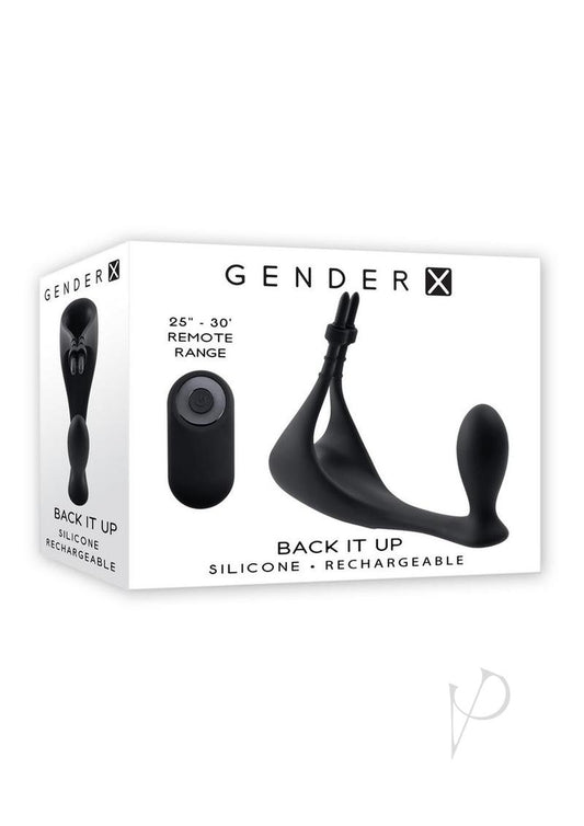 Gender X Back It Up Rechargeable Silicone Vibrating Butt Plug with Remote - Black