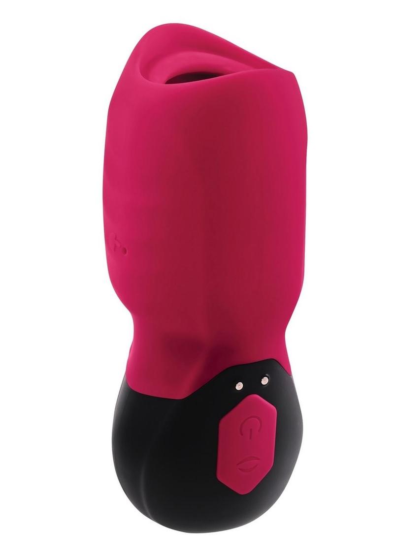 Gender X Body Kisses Rechargeable Silicone Vibrating Suction Massager - Black/Red