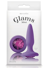 Glams Mini Silicone Butt Plug - Purple/Purple Gem - Small