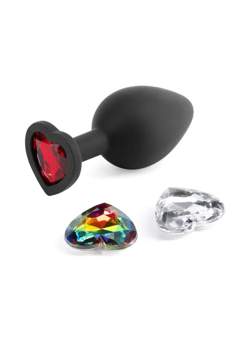 Glams Xchange Heart Silicone Anal Plug - Black - Medium