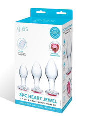 Glas Heart Jewel Glass Anal Training - Clear - 3 Piece/Set