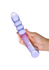 Glas Purple Rain Ribbed Dildo