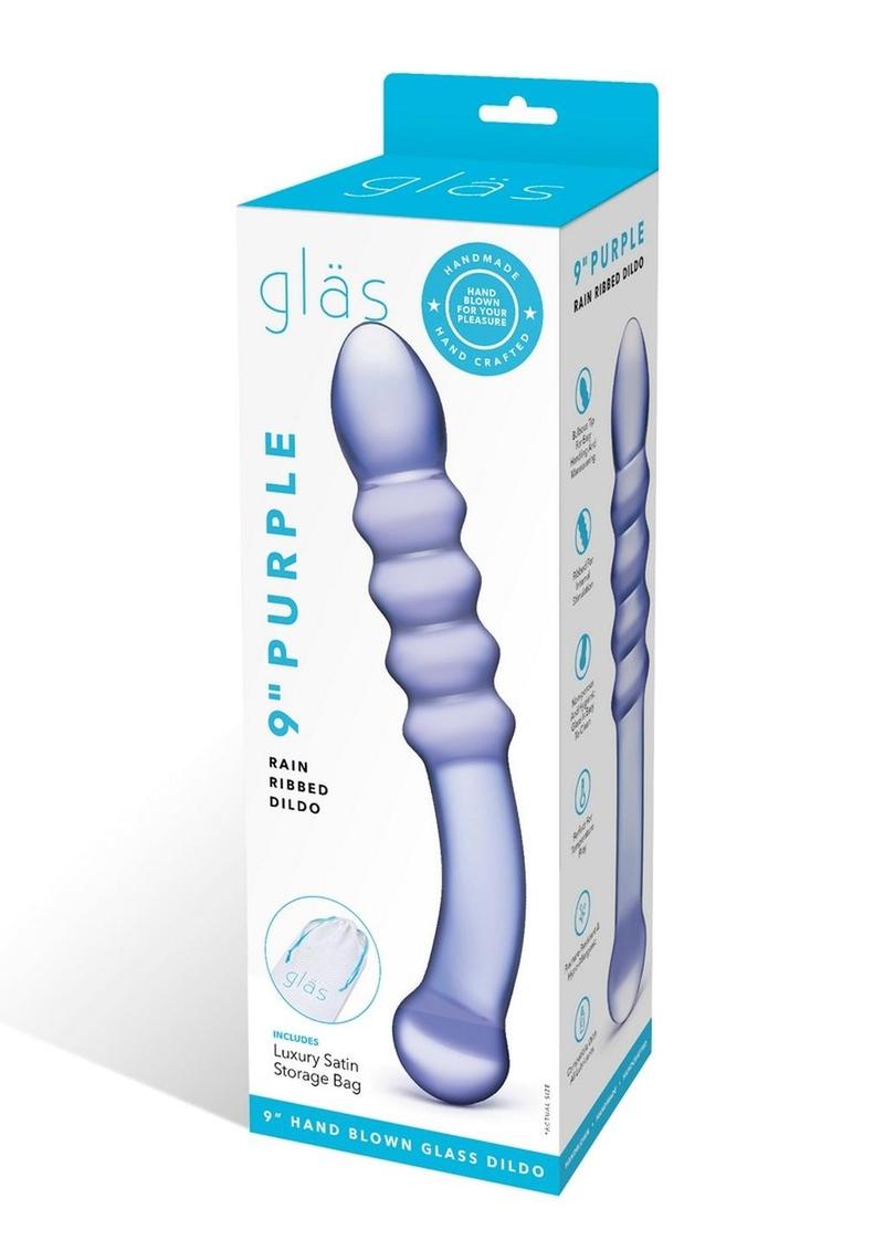 Glas Purple Rain Ribbed Dildo - Purple