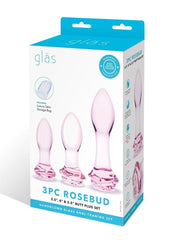 Glas Rosebud Butt Plug - Pink - 3 Piece/Set