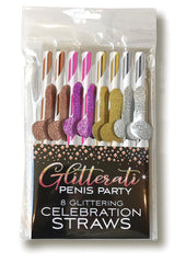 Glitterati Penis Party Straws - 8 Pack