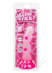 Glow Stick Heart Silicone Glow In The Dark Dildo with Suction Base - Pink