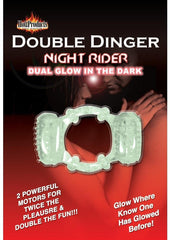 Humm Dinger Night Rider Double Dinger Vibrating Cock Ring - Glow In The Dark