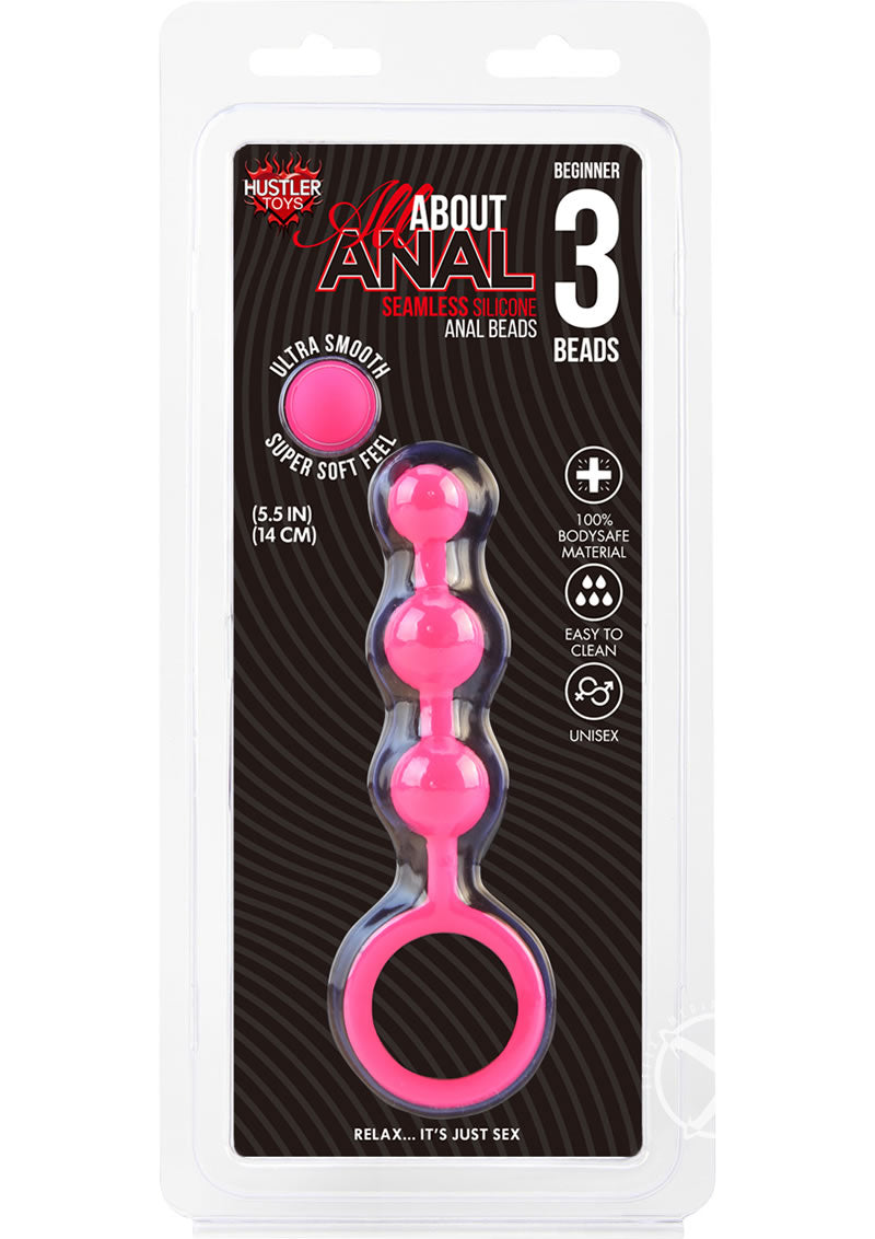 Hustler Silicone Anal Beads 3 Balls - Pink - 5.5in