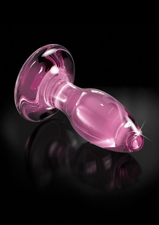 Icicles No. 90 Glass Anal Plug with Bendable Silicone Suction Cup - Pink