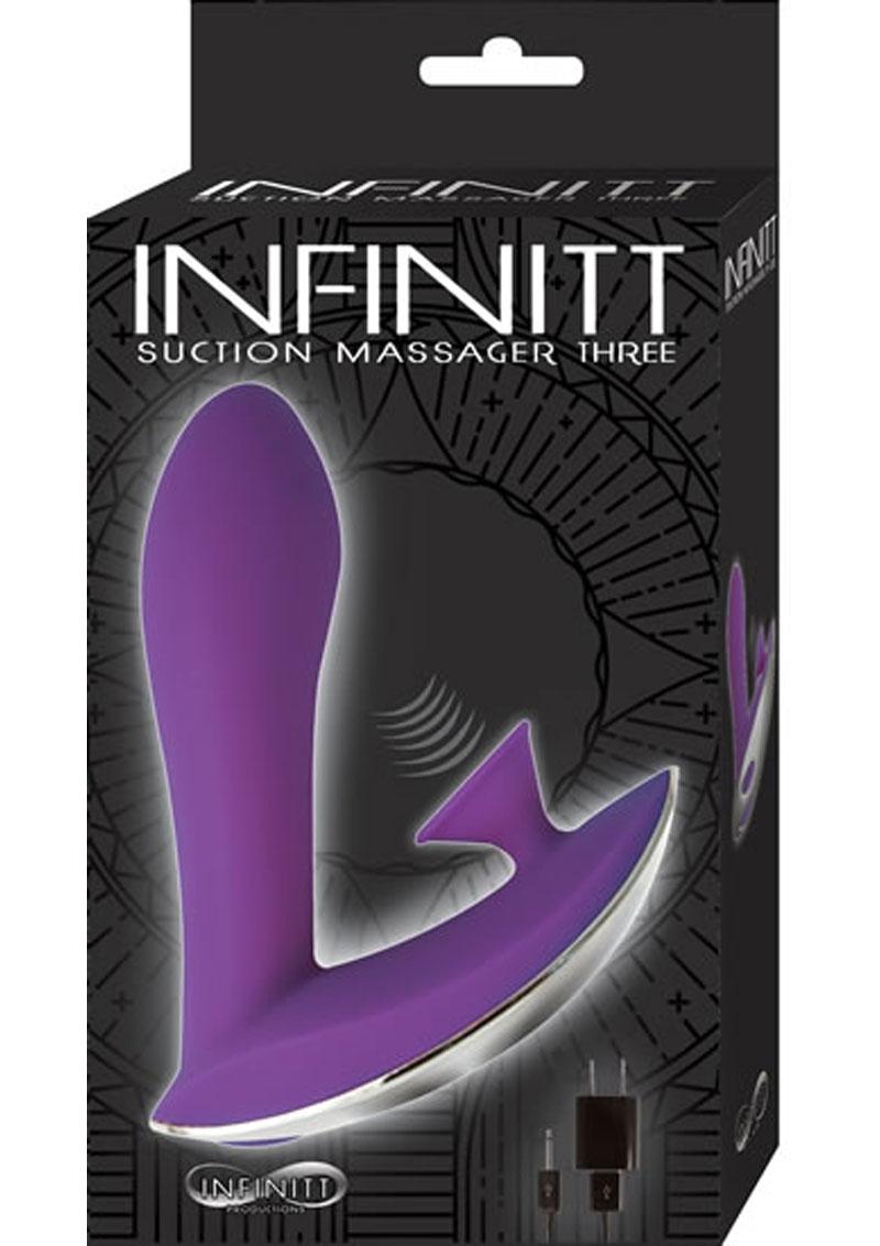 Infinitt Suction Massager Three Rechargeable Silicone Vibrator - Purple