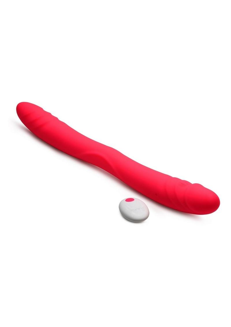 Inmi 7x Double Down Rechargeable Silicone Double Dildo with Remote Control - Pink