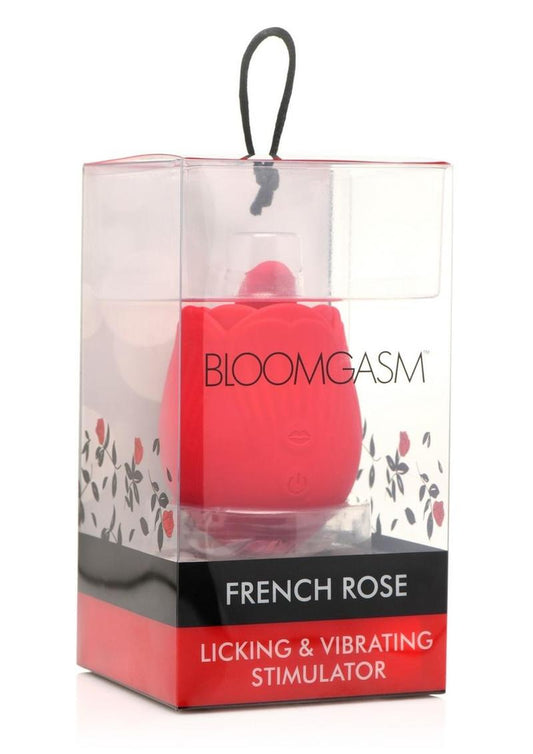 Inmi Bloomgasm French Rose Silicone Rechargeable Licking and Vibrating Clitoral Stimulator - Red