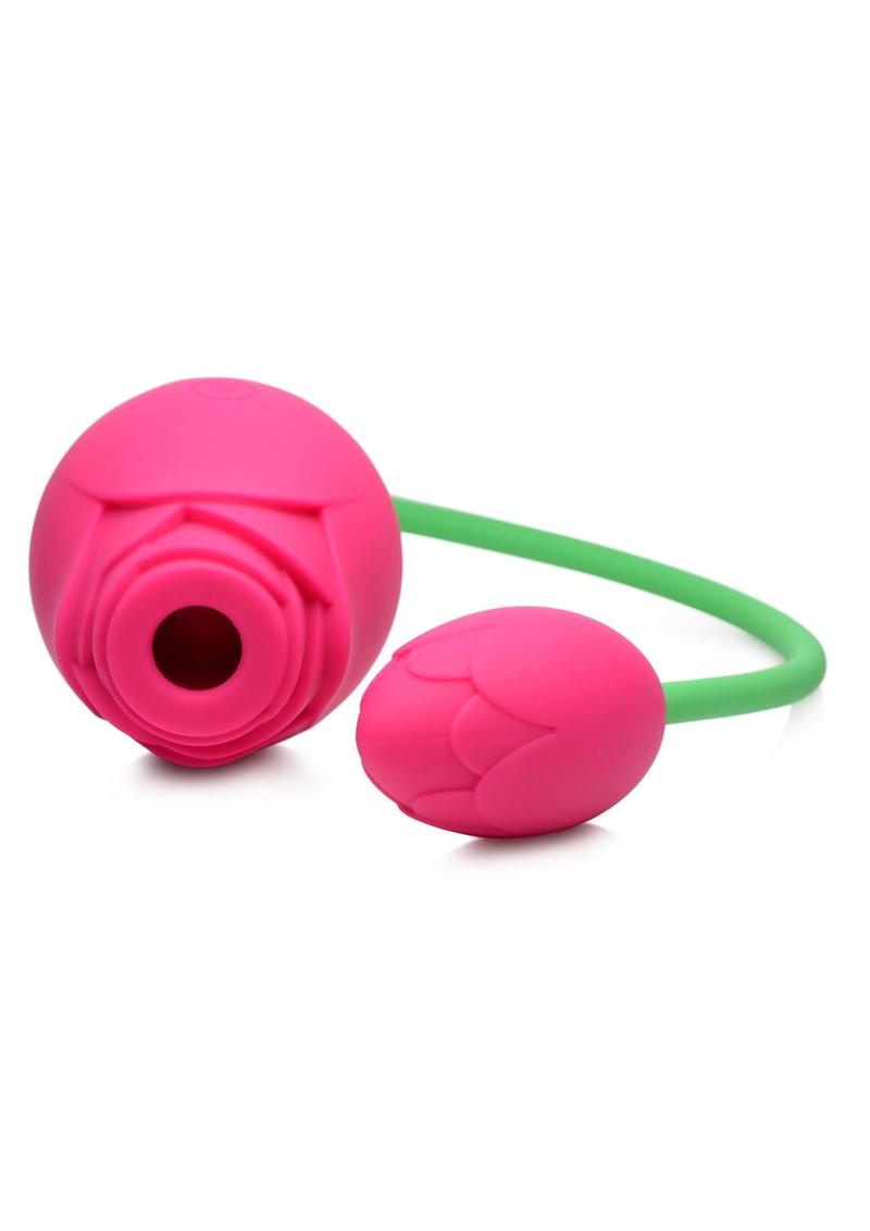 Inmi Bloomgasm Rose Duet 15x Silicone Rechargeable Vibrating and Sucking Clit Stimulator