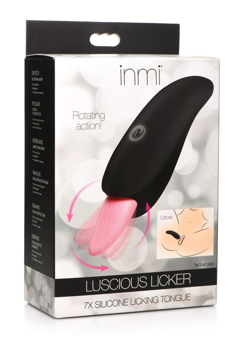 Inmi Luscious Licker 7x Rechargeable Silicone Licking Tongue Clitoral Stimulator - Black/Pink