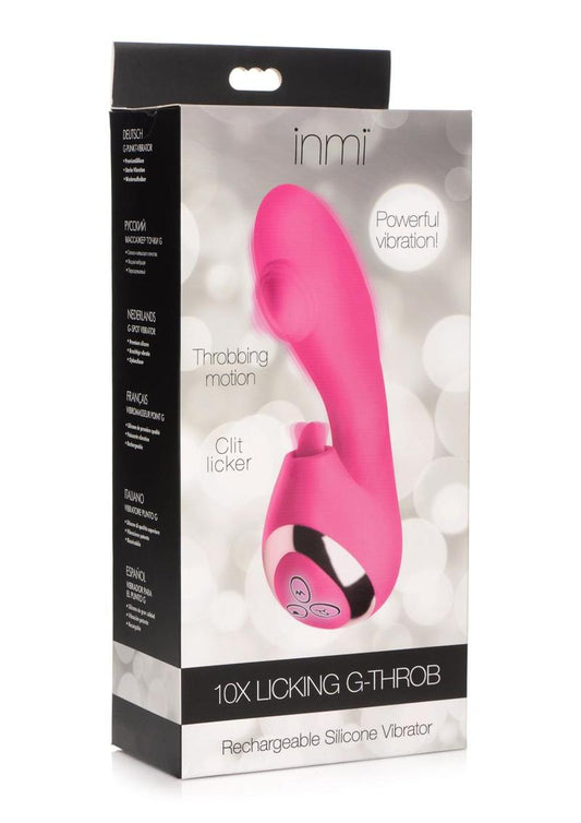 Inmi Shegasm Licking G-Throb Rechargeable Silicone Rabbit Vibrator - Pink