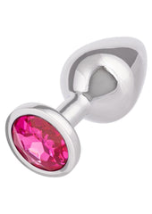 Jewel Rose Aluminum Anal Plug - Metal/Pink - Large