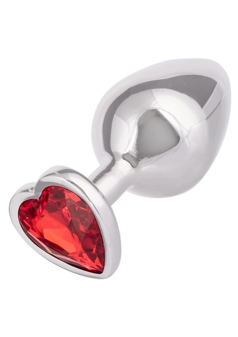 Jewel Ruby Heart Aluminum Anal Plug - Metal/Red - Large