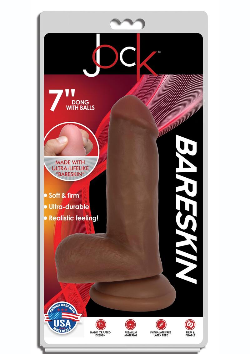 Jock Bareskin Realistic Dong with Balls - Caramel - 7in